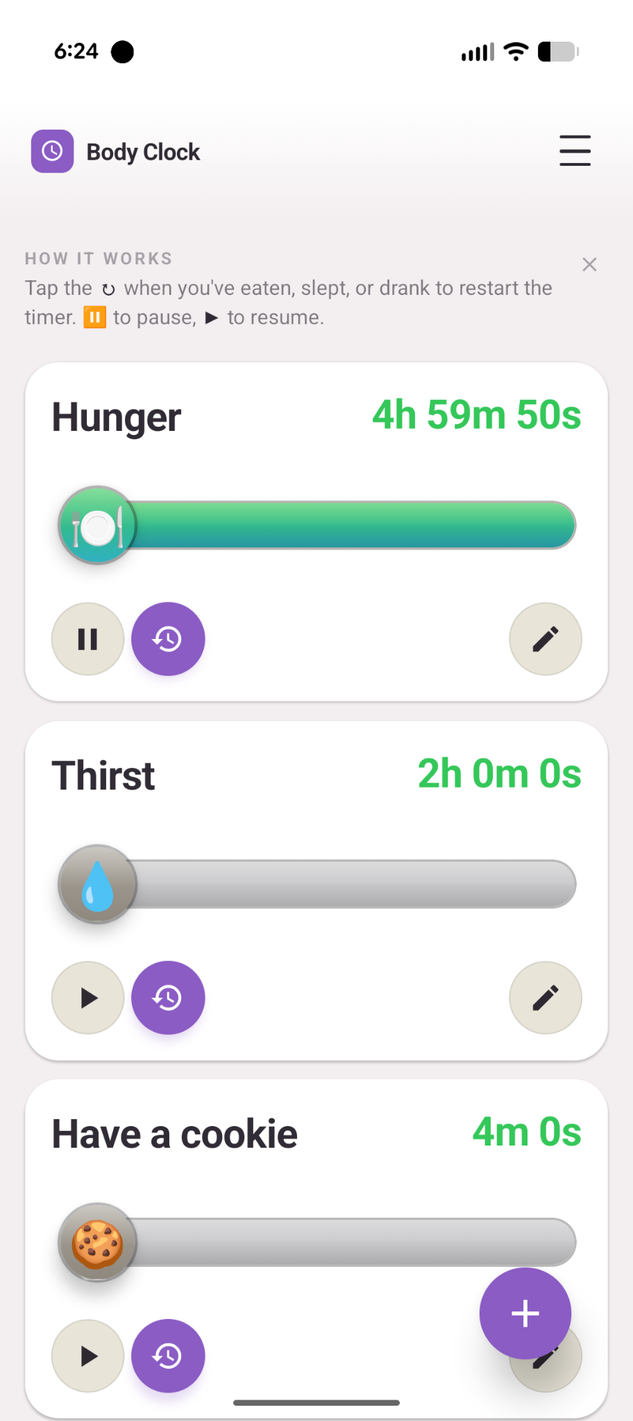 Body Clock with paused timers